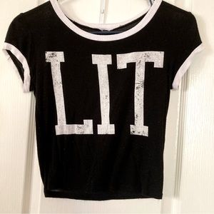 Lit Cropped Tee Size S Black White